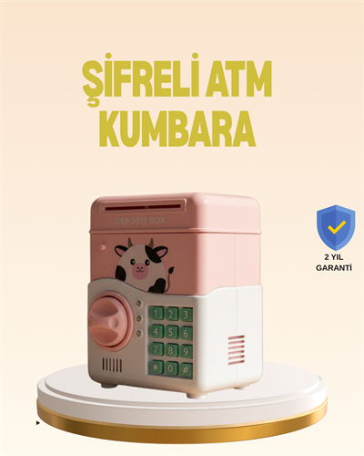 Çocuklar İçin Pembe ATM Görünümlü Elektronik Kumbara