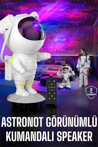 Çocuklara Özel Projeksiyon Astronot Lamba Speaker Sevimli
