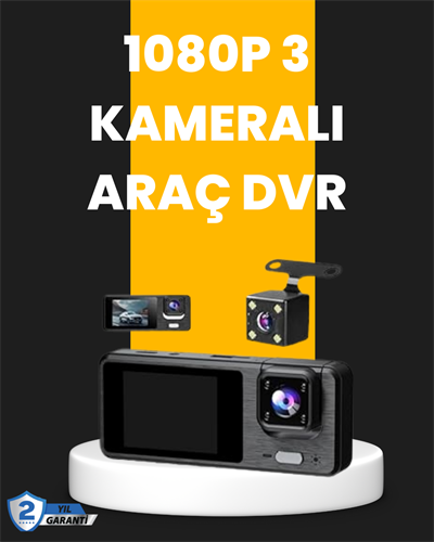 Çok Açılı Araç İçi DVR | Ön İç Arka Kamera, Döngü Video Kaydı