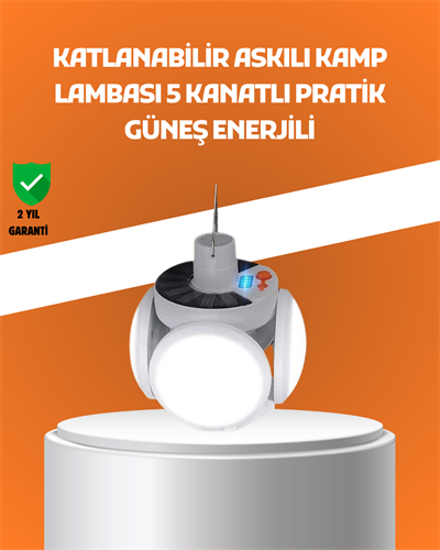 Çok Amaçlı Katlanabilir Güneş Enerjili Kamp Lambası – Masa Üstü ve Asılabilir Kullanım