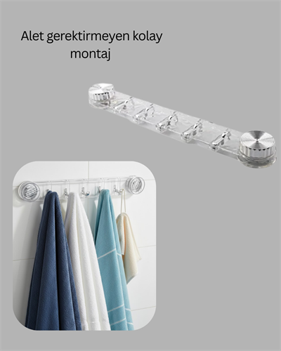 Çok Amaçlı Vakumlu Askılık Yapışkanlı Kolay Montajlı