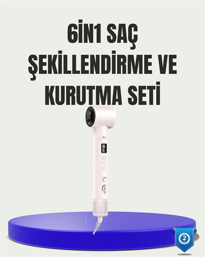 Çok Fonksiyonlu 6 Başlıklı Saç Kurutma ve Şekillendirme Seti