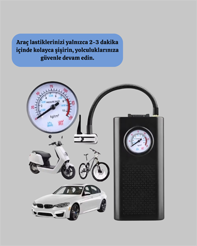 Çok Fonksiyonlu Dijital Gösterge Elektrikli Lastik Pompası