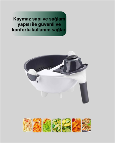 Çok Fonksiyonlu Dilimleyici ve Süzgeçli Mutfak Aparatı