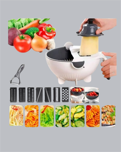Çok Fonksiyonlu Döner Rende Süzgeç Hazneli Ergonomik Sebze Doğrayıcı