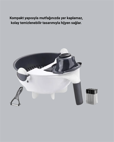 Çok Fonksiyonlu Döner Rende Süzgeç Hazneli Ergonomik Sebze Doğrayıcı