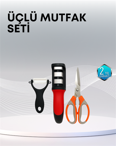 Çok Fonksiyonlu Mutfak Makas Seti – 3 Makas, Bileyici ve Soyacak Dahil