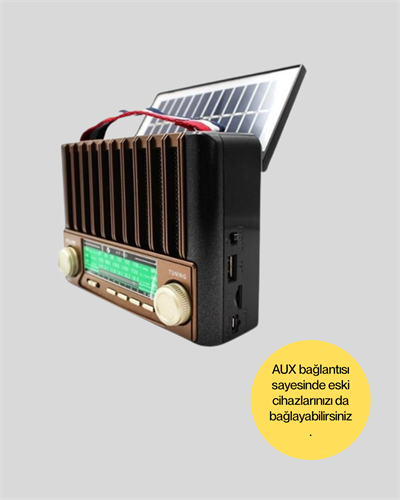 Çok Fonksiyonlu Solar Radyo Bluetooth USB SD Kartlı Taşınabilir Hoparlör