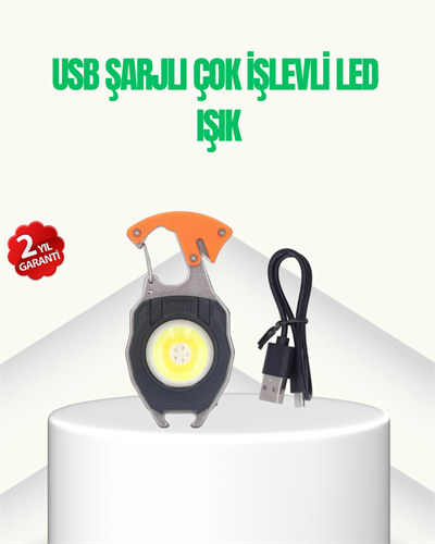 Çok İşlevli USB Şarjlı Anahtarlık Fener