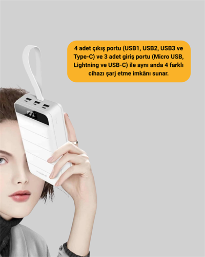 Çoklu Cihaz Uyumlu LED Ekranlı 50000 mAh Powerbank