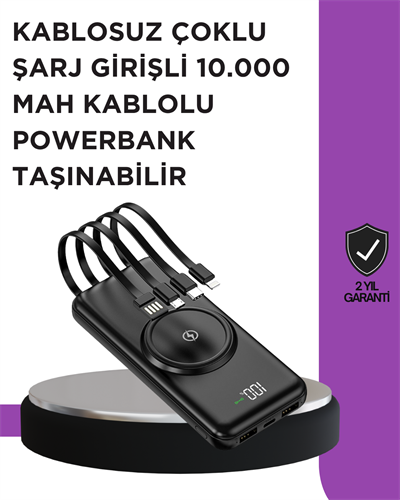 Çoklu Cihaz Uyumu ile Kablolu ve Kablosuz Şarj – Pratik Powerbank