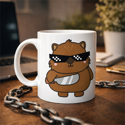 Cool Ayıcık Tasarımlı Porselen Kupa MODEL 84 – Eğlenceli, Karizmatik ve Dikkat Çekici Kahve Kupası