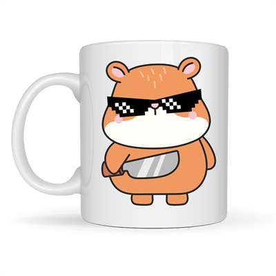 Cool Hamster Tasarımlı Porselen Kupa MODEL 81 – Eğlenceli, Karizmatik ve Enerji Dolu Kahve Kupası