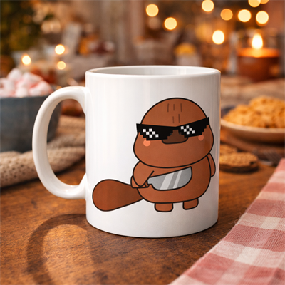 Cool Kunduz Tasarımlı Porselen Kupa MODEL 86 – Eğlenceli, Havalı ve Sıcacık Kahve Keyfi