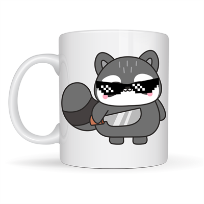 Cool Rakun Tasarımlı Porselen Kupa MODEL 82 – Eğlenceli, Karizmatik ve Dikkat Çekici Kahve Kupası