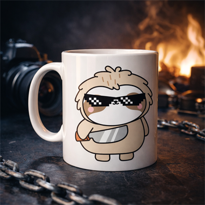 Cool Tembel Hayvan Tasarımlı Porselen Kupa MODEL 85 – Havalı, Eğlenceli ve Karizmatik Kahve Kupası