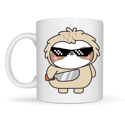 Cool Tembel Hayvan Tasarımlı Porselen Kupa MODEL 85 – Havalı, Eğlenceli ve Karizmatik Kahve Kupası