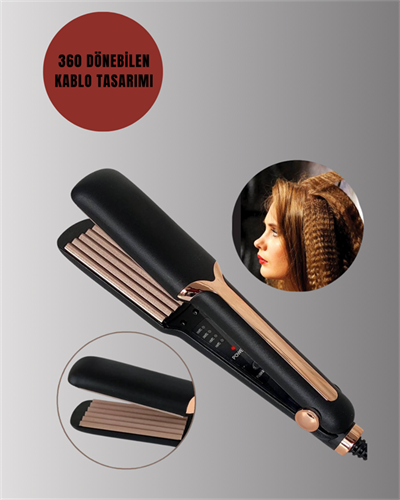 DP-134 Saç Tost Makinesi 220°C Isı Ayarlı, 360° Dönebilen Kablo