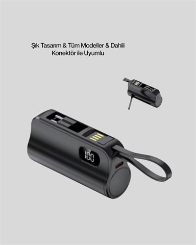 Dahili Konektörlü 20W Hızlı Şarj Mini Taşınabilir Powerbank