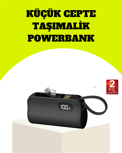 Dahili Type-C Konektörlü Mini 2000mAh Powerbank