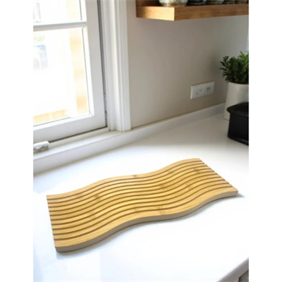 Dalgalı Çift Taraf Tasarımlı Ahşap Sunum Tepsisi