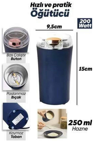 Dayanıklı Paslanmaz Çelik Kolay Kullanım Kahve Ve Baharat Öğütücü