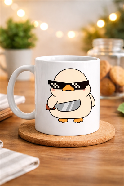 “Deal With It” Havalı Ördek Tasarımlı Porselen Kupa MODEL 80 – Eğlenceli, Mizahi & Hediyelik Kahve Kupası