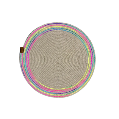 DecoHandy 39cm Neon Renkli Şeritli Jüt Örme Supla Amerikan Servis