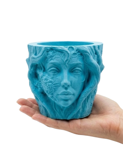 Dekoratif 3D Kadın Yüzü Ağaç Tasarımlı Saksı Vazo Modern Ev Dekoru