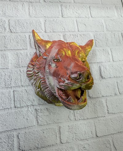 Dekoratif Altın Gold Kurt Duvar Heykeli Asılabilir Hediyelik 25x19 cm