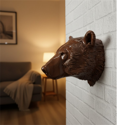 Dekoratif Ayı Duvar Heykeli Asılabilir Hediyelik 25x19 cm