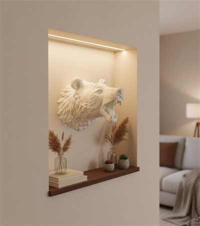 Dekoratif Beyaz Ayı Duvar Heykeli Asılabilir Hediyelik 25x19 cm