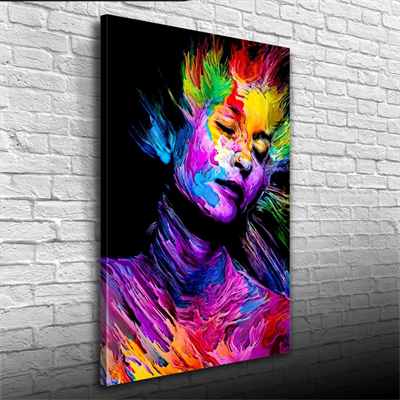 Dekoratif Canlı Renklerden Oluşan Kadın Figürü Kanvas Tablo 50 x 70