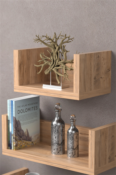 Dekoratif Ceviz U Duvar Rafı Şık Ve Modern Raf Tasarımı