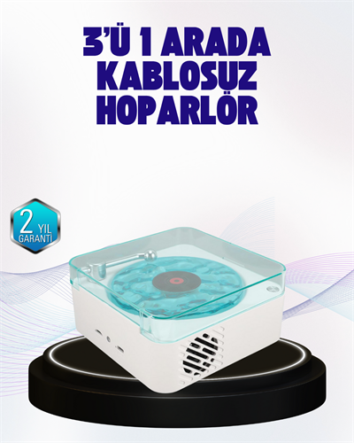 Dekoratif Gece Işıklı Bluetooth Hoparlör – Zaman ve Pil Ekranlı