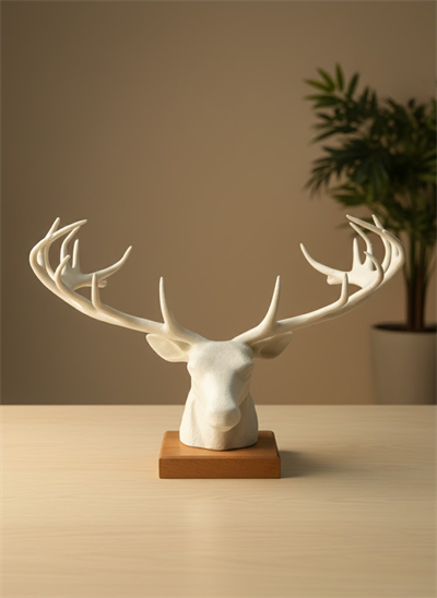 Dekoratif Geyik Başı Heykel 25 cm Modern Minimal Tasarım