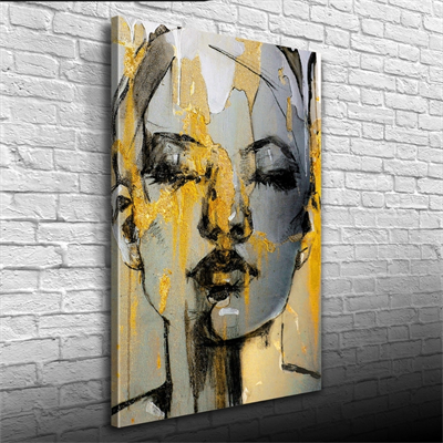 Dekoratif Karakalem Soyut Kadın Portresi Kanvas Tablo 50 x 70