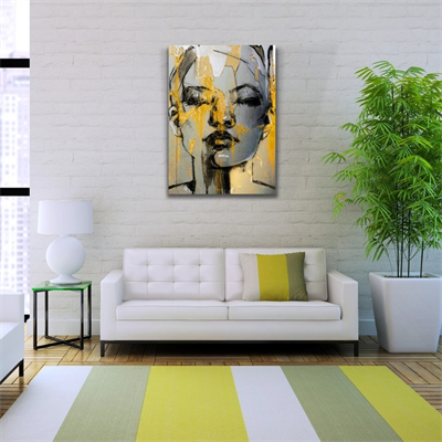 Dekoratif Karakalem Soyut Kadın Portresi Kanvas Tablo 50 x 70