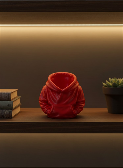 Dekoratif Kırmızı Hoodie Kalemlik 10x10 cm