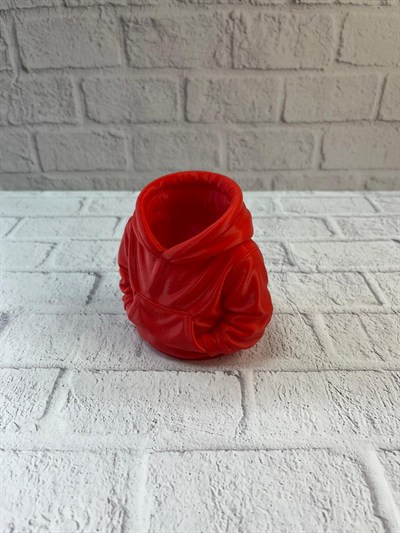 Dekoratif Kırmızı Hoodie Kalemlik 10x10 cm