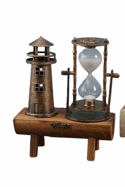 Dekoratif Kum Saati Deniz Feneri Retro Masa Hediyeli Eşya