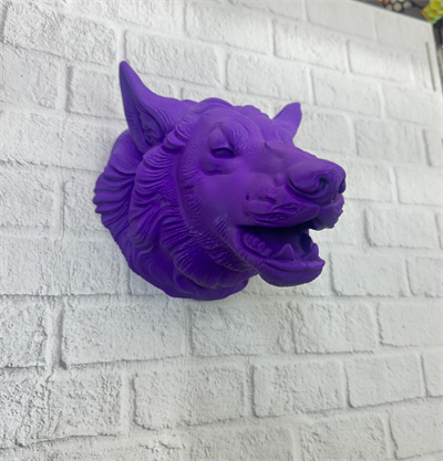 Dekoratif Mor Kurt Duvar Heykeli Asılabilir Hediyelik 25x19 cm