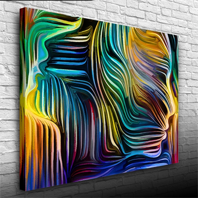 Dekoratif Renkli Hologram İnsan Silueti Kanvas Tablo 50 x 70