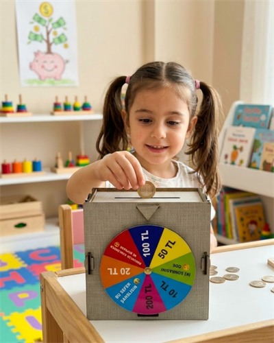 Dekoratif Şans Çarklı Kumbara Para Biriktirme Oyunu