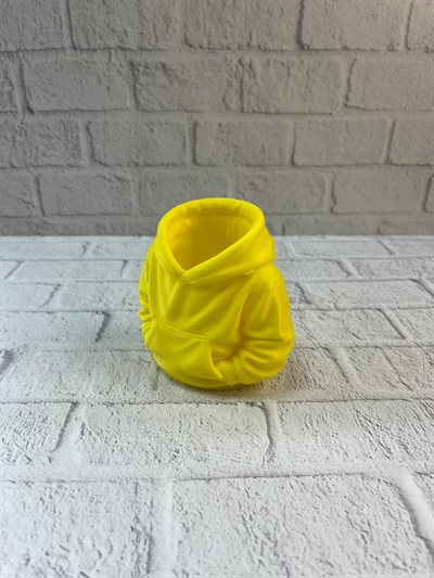 Dekoratif Sarı Hoodie Kalemlik 10x10 cm