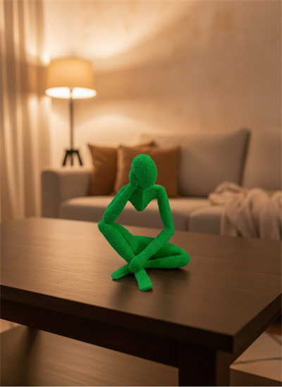 Dekoratif Yeşil İnsan Figürü Modern Masa ve Raf Süsü