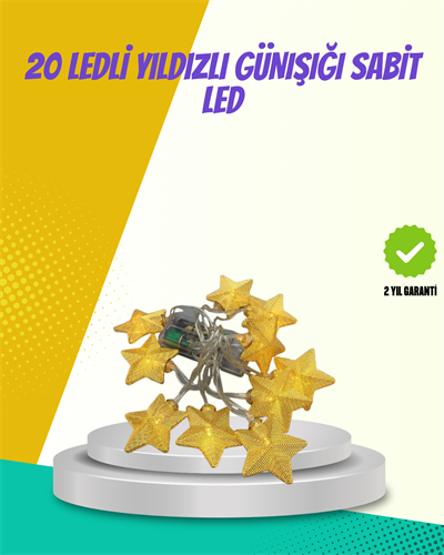 Dekoratif Yıldız Led Aydınlatma 20 Ledli 5 Metre Günışığı
