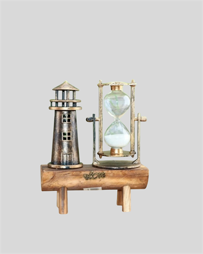 Deniz Feneri Şeklinde El Yapımı Kum Saati – Ev ve Ofis İçin Zarif Süs