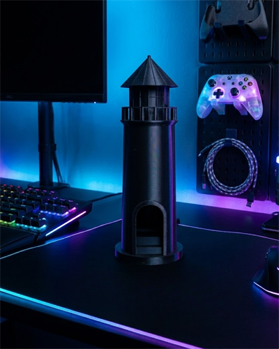 Deniz Temalı 3D Siyah Deniz Feneri Dekoratif Hediyelik Obje