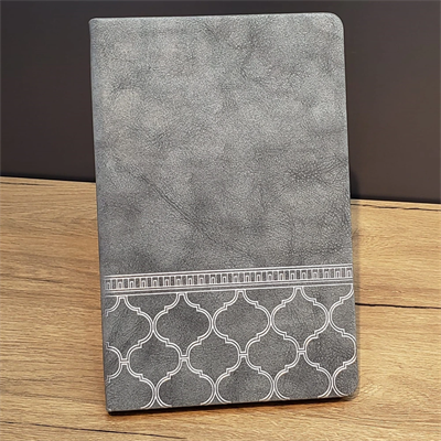 Desenli Gri Renk Deri Defter